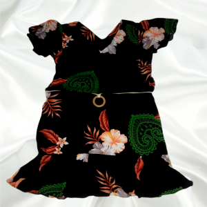 Vestido preto c/estampa de flores  – s/bojo  – cod.: VstdSb01.