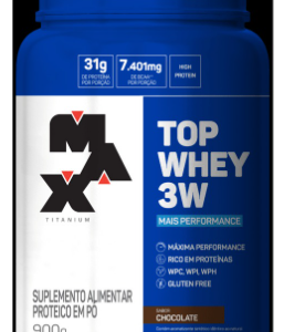 Top Whey 3W – 900g – Suplemento Alimentar – Chocolate.