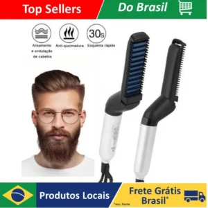 Chapinha Modelador, Pente Portátil Para Cabelo E Barba Masculino, Pente Elétrico Escova Alisadora + Frete Grátis, Cupom: fretegrátis10